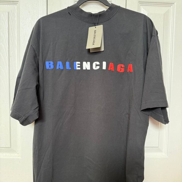 Balenciaga Tricolor Logo T-Shirt – Black, Size L - Picture 1 of 4